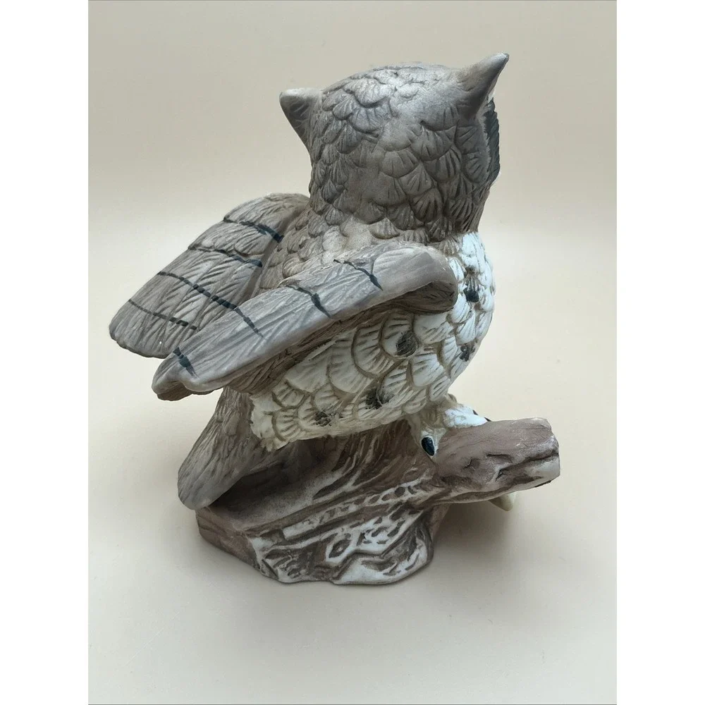 Vintage‎ Homco Great Horned Owl Ceramic Figurine, Taiwan, 1980s.